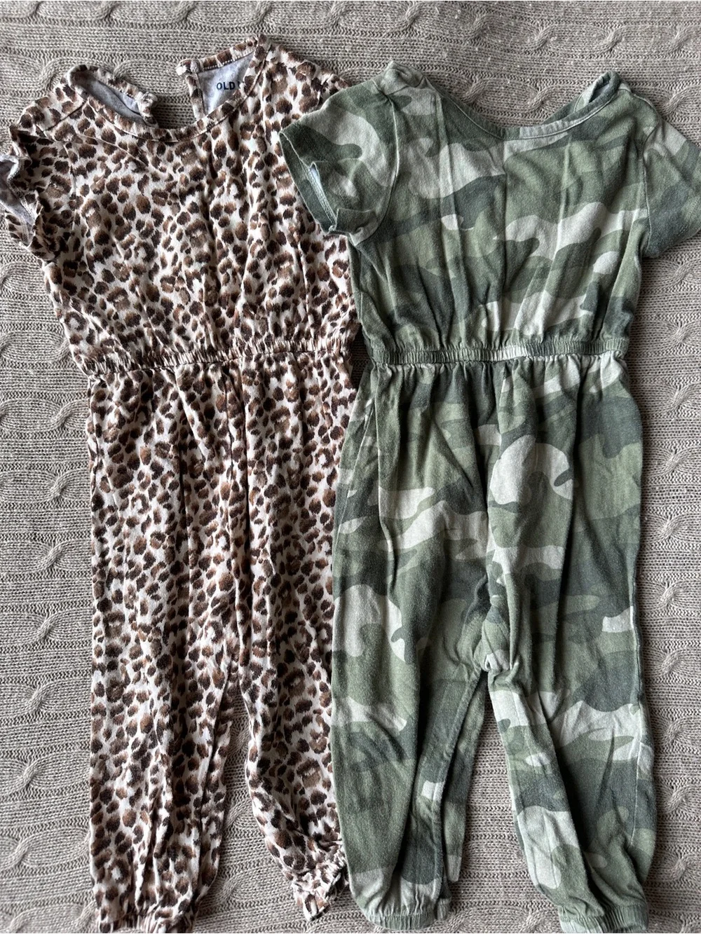 EUC Old Navy Baby Girl Jumpsuit Set, Camo & Leopard, 18-24 Months